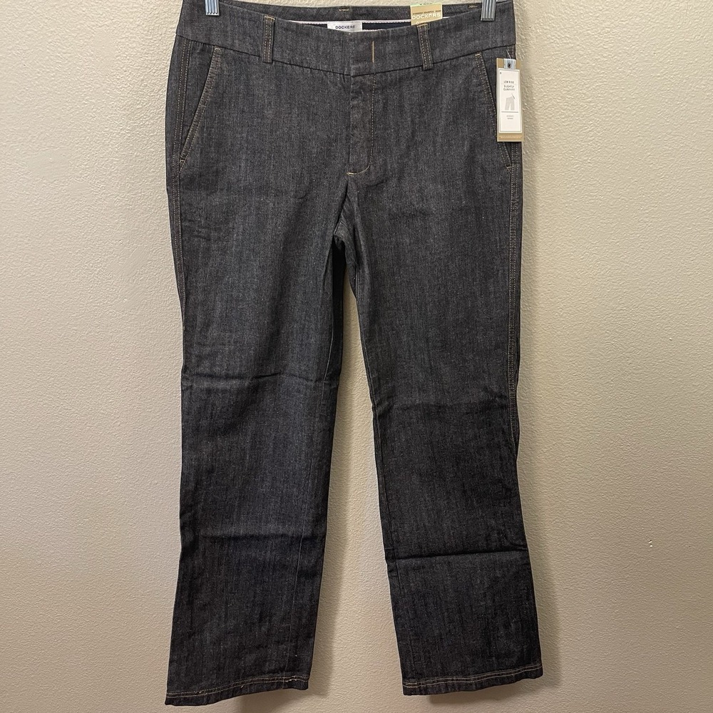 NWT Dockers Y2K Low Rise Denim Trouser Pants Slightly Curvy Iconic Khaki Size 8
